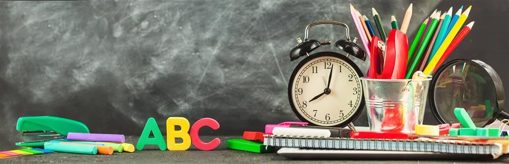 chalkboard, ABC, clock, pencils